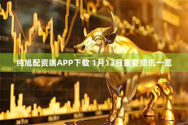 纯旭配资端APP下载 1月13日重要资讯一览